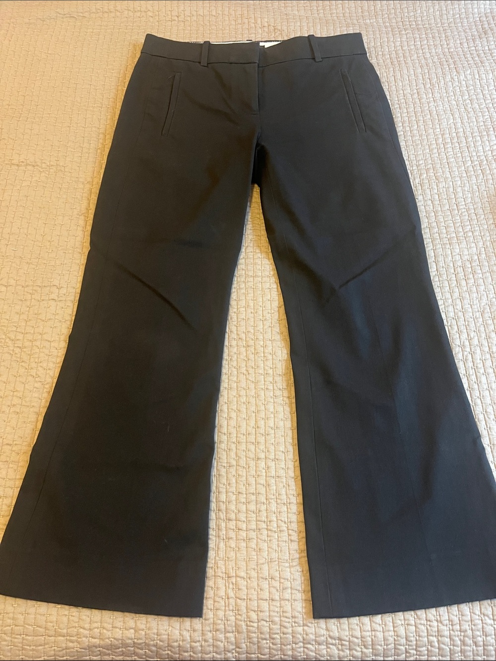 J. Crew City Fit Black Women's Pants with Striped Waistband Detail